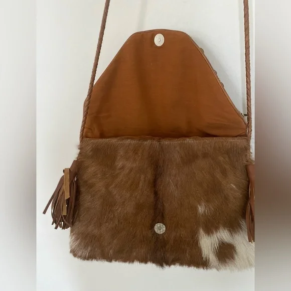 Anthropologie x ibBan - Vintage Calf Hair Leather Beaded Flap Crossbody … - Picture 7 of 7